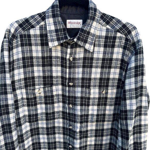 Windridge Mervyns Vintage Plaid Grunge Retro Mens Black White Flannel Shirt M - Picture 3 of 8